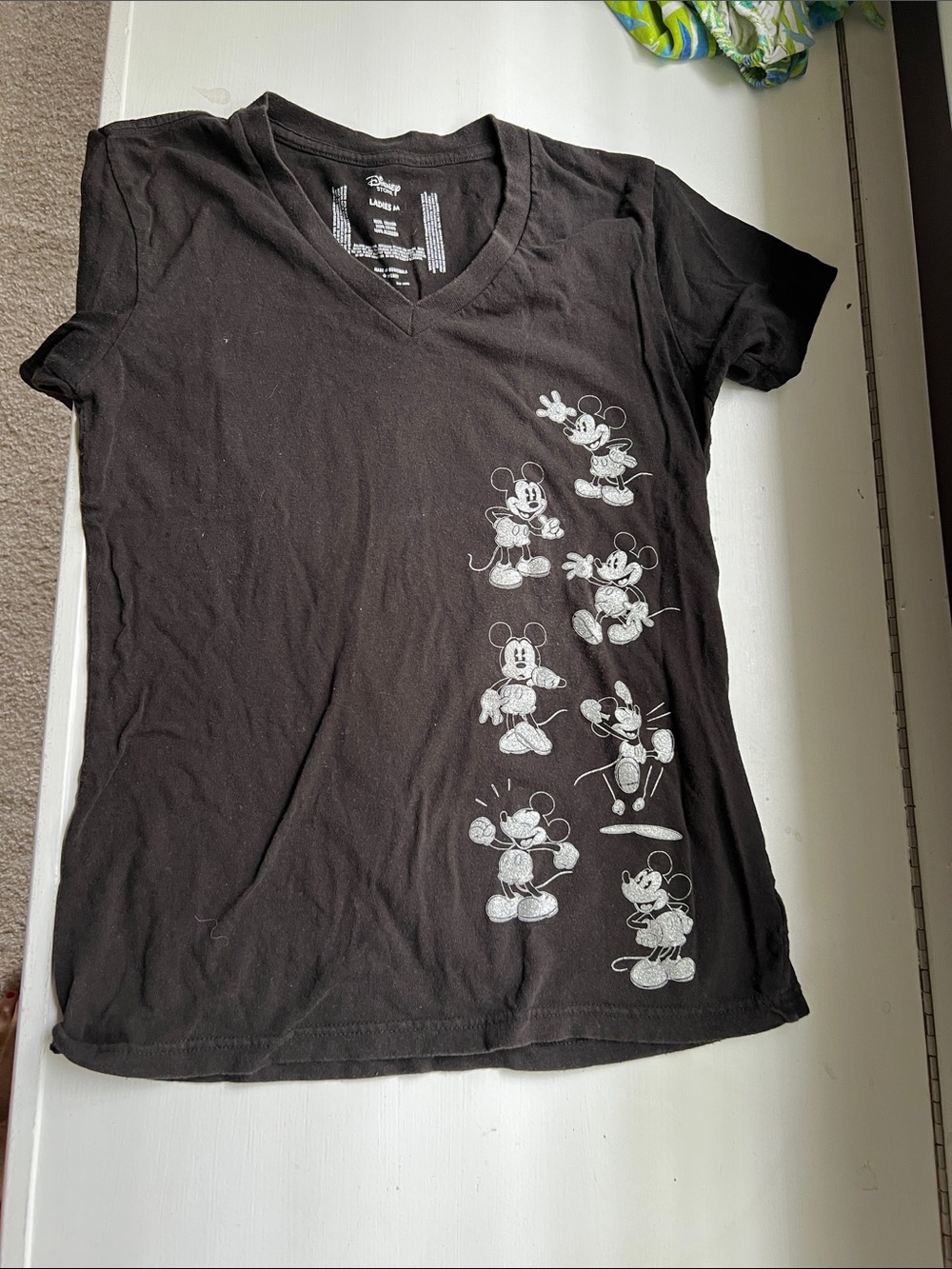 Disney Black Tee with silver Mickey Mouse Line Art
